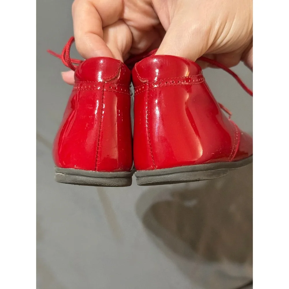 Beberils Size 21 Baby Toddler Booties‎ Shoes Patent Leather Tie Unisex Boy Girl